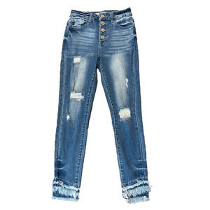 Kancan High Waist Hi Í Frayed Ankle Cropped Skinny Jeans 26